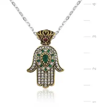 

KUTAYDAN 925 Sterling Silver Fatma Hand Authentic Lady Necklace