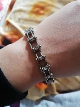 Pulsera de cadena de motocicleta lychee Biker para hombre, brazalete Punk de acero y titanio, joyería