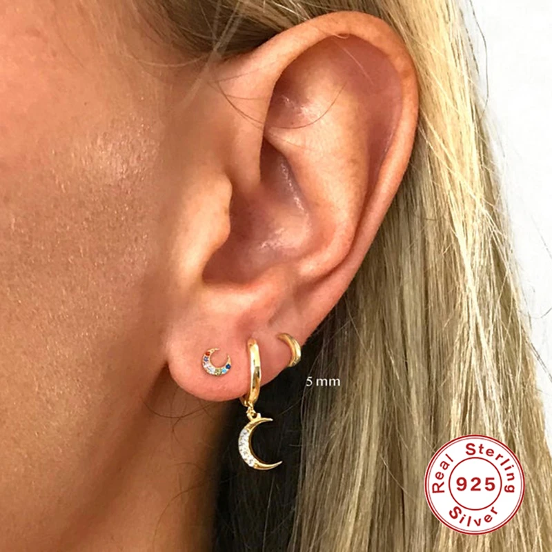 CANNER Minimalis Aros De Plata De Ley 925 Round Circle Earrings for Anniversary Engagement Hoop Earring Pendient Ear Bone Buckle