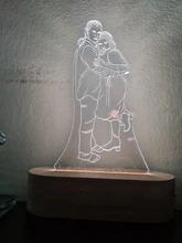 Night-Light Wooden-Base Text-Photo Christmas-Gift Customized Wedding DIY Holiday 
