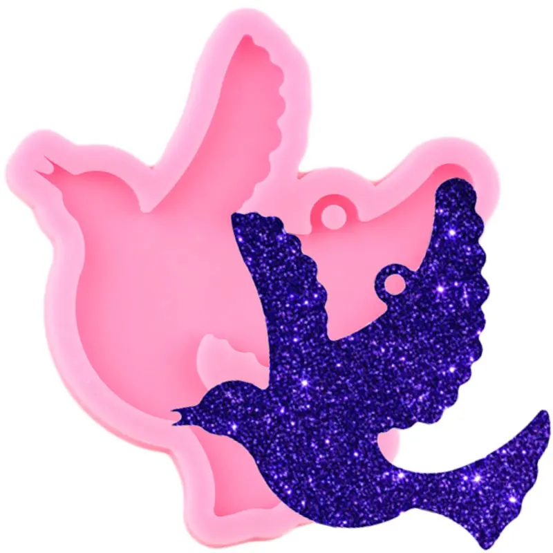 

Shiny Glossy Dove Necklace Jewelry Epoxy Mould Pigeon Crafting Keychain Silicone Resin Pendant Polymer Clay Moulds