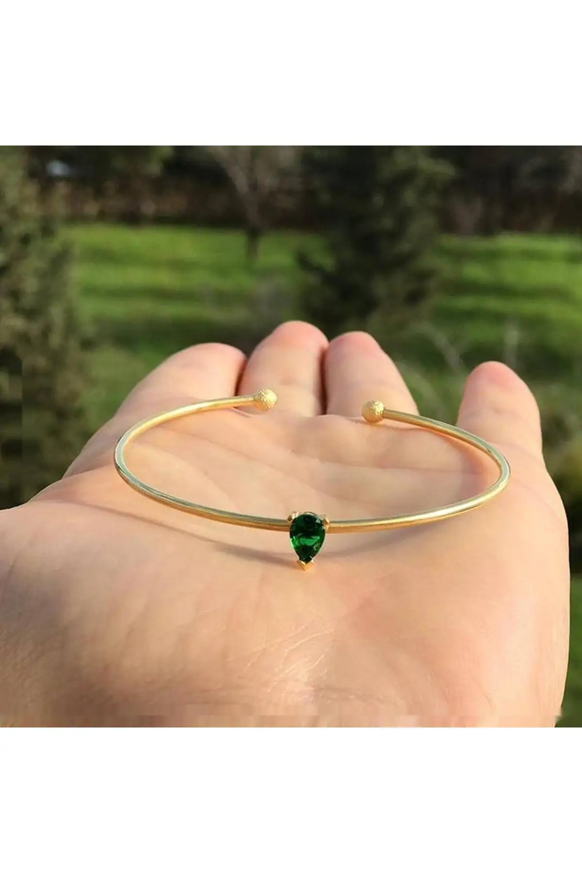 

Silver Gold Plated Jade Gemstone Drop Figured Lady Bracelet