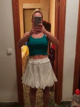 Surmiitro-Falda corta de gasa blanca y negra para mujer, Falda corta Coreana de cintura alta, plisada, Mini, estética, para verano, 2021