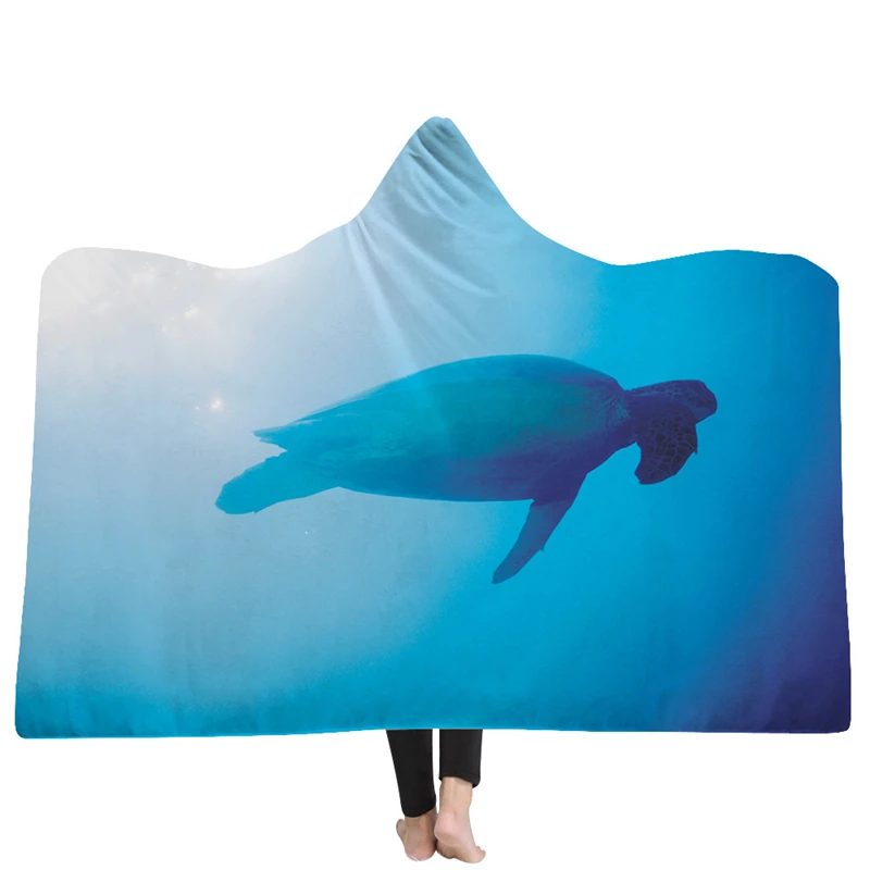 2018-New-Design-Winter-Warm-Fleece-Hooded-Blanket-Sea-Turtle-3d-Printing-Blanekts-Throws-Sherpa-Poncho (2)