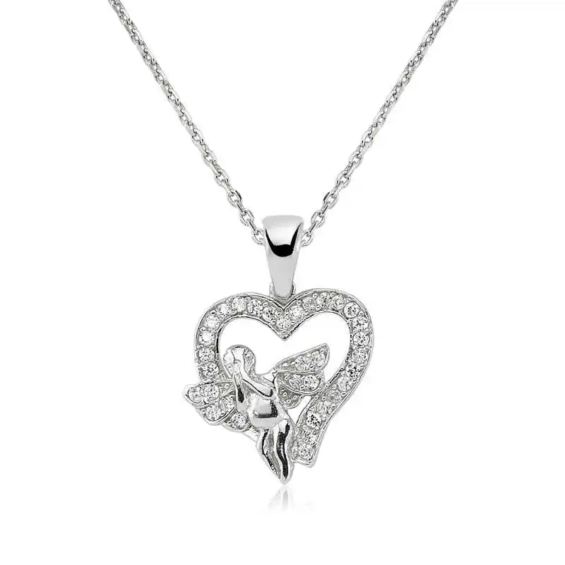 

Silver Angel Heart Lady Necklace