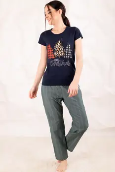 

Armonika Women Navy Blue Top Pine Ağaçli Six Striped Sleepwear Kit ARM-20Y099099