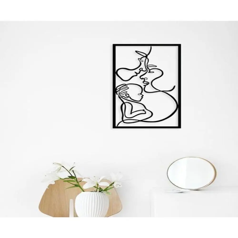 

Artistic Family Wooden Painting Decorative Wooden Table Woman Face Decorative Picture Picture Black Laser Cut Wood Board Wall
