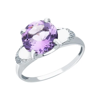 

Silver ring with amethyst and cubic zirconia sunlight sample 925
