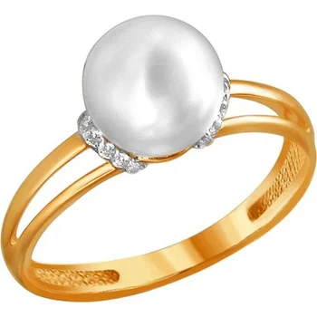 

Esthete ring with pearls and cubic zirconia in red gold