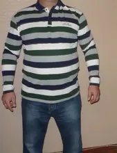 TFETTERS-Camiseta de manga larga para hombre, camisa con estampado de letras a rayas, cuello vuelto, M - 5XL talla grande, otoño