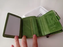 Billetera de cuero genuino para hombre y mujer, billetera pequeña Rfid, tarjetero, monedero rojo