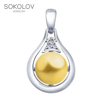 

Pendant SOKOLOV from silver with pearls Swarovski Crystals fashion jewelry 925 women's male, pendants for neck women