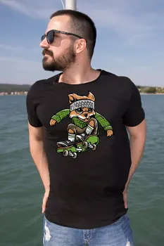 

Angemiel Wear Skateboarder Animal Figure Cotton Black Male T-Shirt