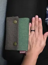 Cartera corta de tela de algodón para mujer, monedero multifunción de gran capacidad, color gris y azul, 2020