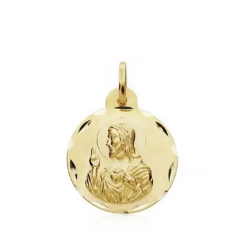 

Medal 18k gold scapular Candelaria Heart Jesus 18mm. [AB3350]