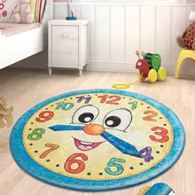 Antdecor Clock Face Themed Round Bath Rug Area Rug Kids Rug Blue 40" 100 cm