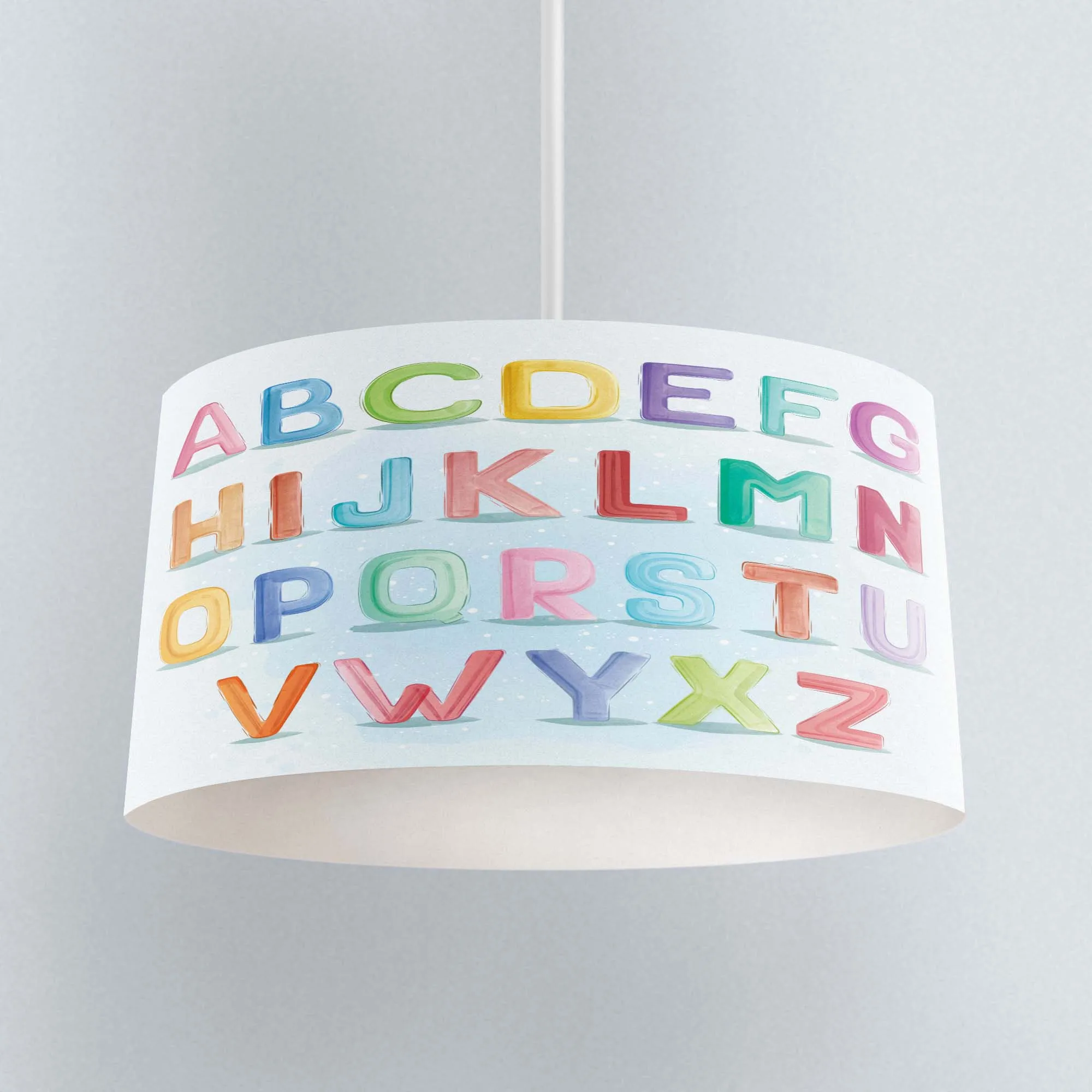Else Educatinal Colored Alphabet Letters Print Fabric Kids Chandelier Lamp Drum Lampshade Floor Ceiling Pendant Light Shade | Лампы и