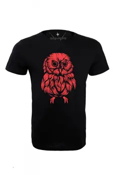 

Angemiel Wear Red Tones Cute Owl Cotton Black Male T-Shirt