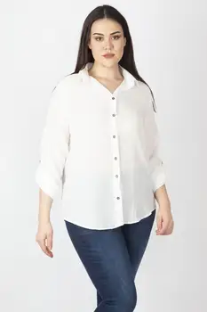 

Sans Textile Women Bone Sleeve Length Adjustable Front Buttoned Blouse 65 N16057