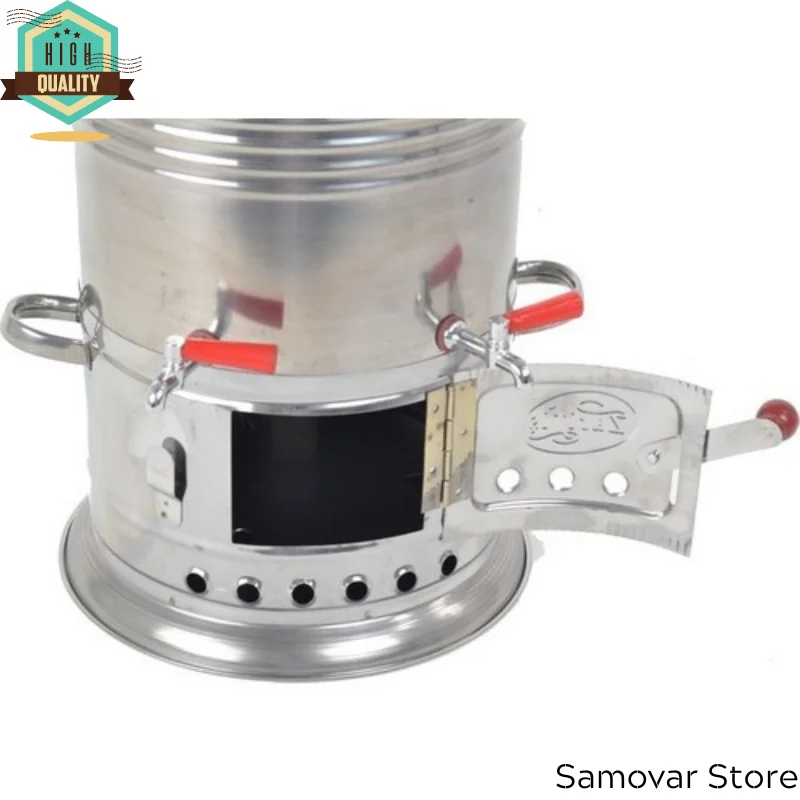 Samowar Russisch/Turkse roestvrij staal houtskool 5 liter met 1 liter  theepot : : Wonen & keuken