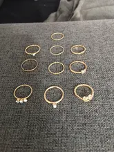 Docona-Conjunto de Anillos de perlas de cristal para mujer, Color dorado geométrico, corazón, dedo nudillo, joyería 2020
