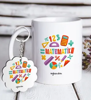 

Personalized Math Teacher White Mug and Keychain Gift Seti-13