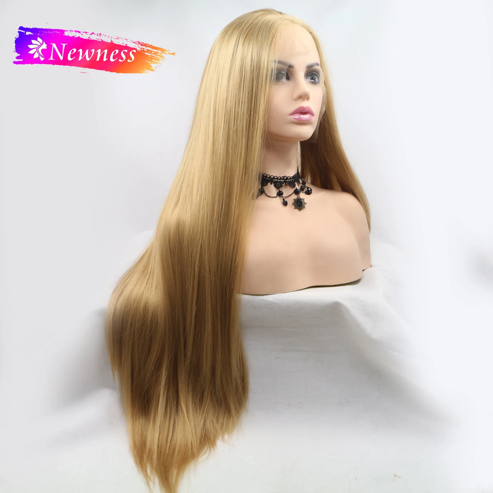 Новые шелковистые прямые светлые 13х4 парики на кружеве для женщин средняя часть длинный синтетический парик с натуральной линией волос