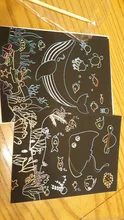 9 Uds. De arco iris mágico Color Scratch pintura artística sobre papel, Kit de tarjeta de dibujos animados dinosaurio unicornio tablero de dibujo niños DIY juguetes educativos