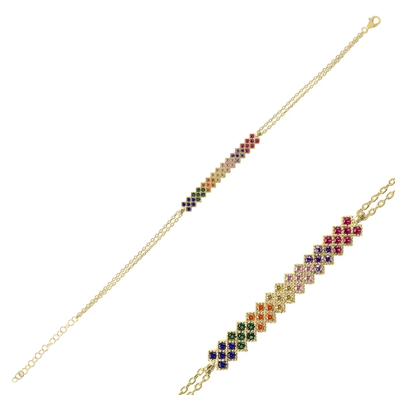 

Silver 925 Sterling Mixed Color Zircon Stone Bracelet