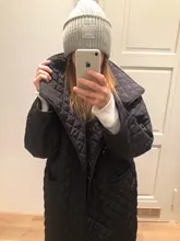 Fit Coat Spring Women Parkas Cotton-Padded Black Autumn Long Fashion EAM New Loose 19a-A319