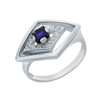 

Silver ring with sapphires and cubic zirconia sunlight