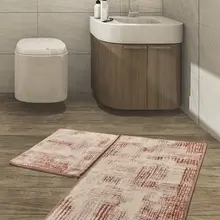 Коврики для ванной нескользящие Противоскользящие коврики Нескользящие противоскользящие хлопковые льняные Flosl Cinnamon 2'Li набор 60X100 cm-50X60 см