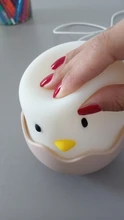 Luz Led nocturna para niños, lámpara de silicona suave recargable por USB, decoración de dormitorio, regalo, noche de pollito de Animal, sombra de Luna