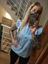 Blusa de manga corta con volantes para verano, camisa con lazo y lunares para mujer, Estilo Vintage