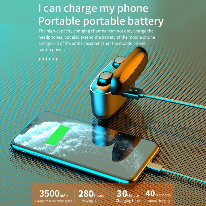 2020 NEW 3500mah LED Bluetooth Wireless Earphones Headphones Earbuds TWS Touch Control Sport Headset Noise Cancel Waterproof