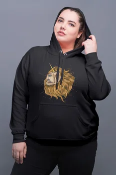 

Angemiel Wear Unicorn Lion Black Women Hooded Sweatshirt