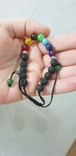 Pulsera clásica de 8mm con cuentas de piedra de Lava para hombre y mujer, cadena de 7 colores, cuerda tejida, Yoga, amistad, joyería ajustable