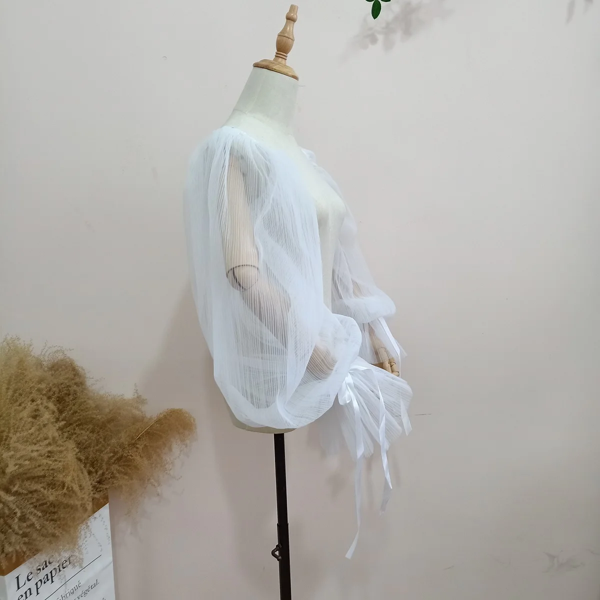 Wedding Sleeve Accessories Contemporary Matt Stretch Crepe Detachable Plisse Tulle Wedding Sleeve Accessories