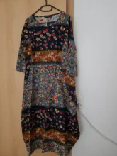 Spring-Dress Robe Tunic Floral-Print Bohemian ZANZEA Cotton Plus-Size Women 3/4-Sleeve