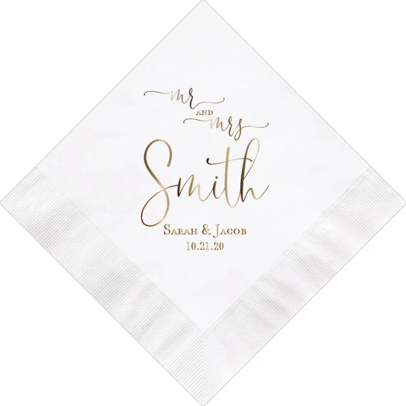 Personalized Mr and Mrs Wedding Napkins Custom Monogram Beverage Cocktail Cake Dessert Appetizers Luncheon Dinner Guest Towel | Дом и сад