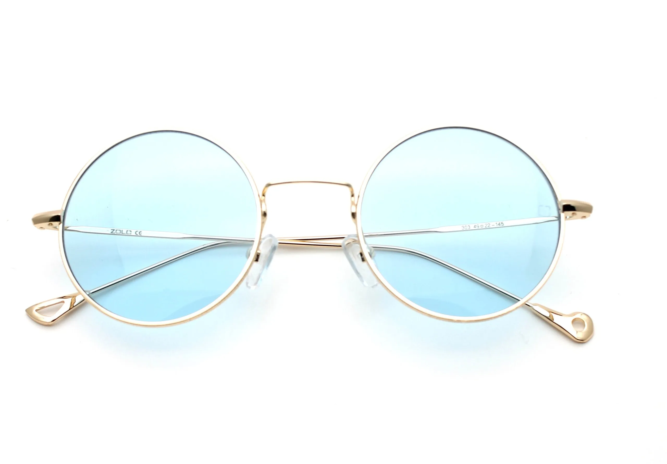 Zolo eyewear 303 большие круглые золотые синие солнцезащитные очки