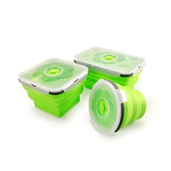 

3 set lunch boxes tuppers folding airtight food silicone green | 1200mL + 1000mL + 600mL | BPA free, lunch box