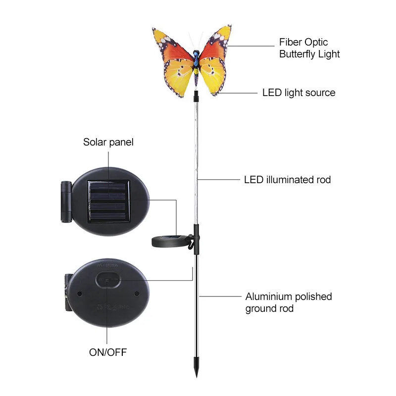 solar pathway lights Solar Garden Light Colorful Butterfly Lights Waterproof Led Light Outdoor Decoration For Yard Lawn Lamp Patio Pathway Lights solar garden lights decorative