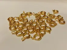 30 unids/lote de cierre de anillo de resorte dorado con anillo de salto abierto, cierre de joyería para cadena, collar, pulsera, conectores, fabricación de joyas
