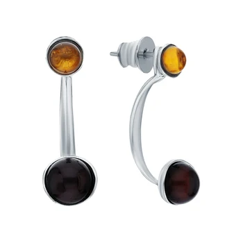 

Silver earrings with amber sunlight sample 925
