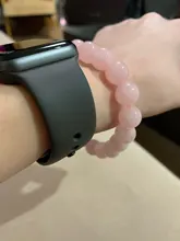 Pulsera elástica de cuarzo con piedra Natural para mujer, brazalete de color rosa en polvo, 2021