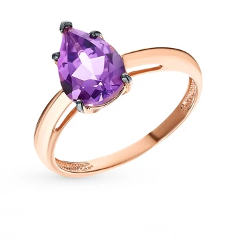 

Gold ring with amethyst sunlight sample 585