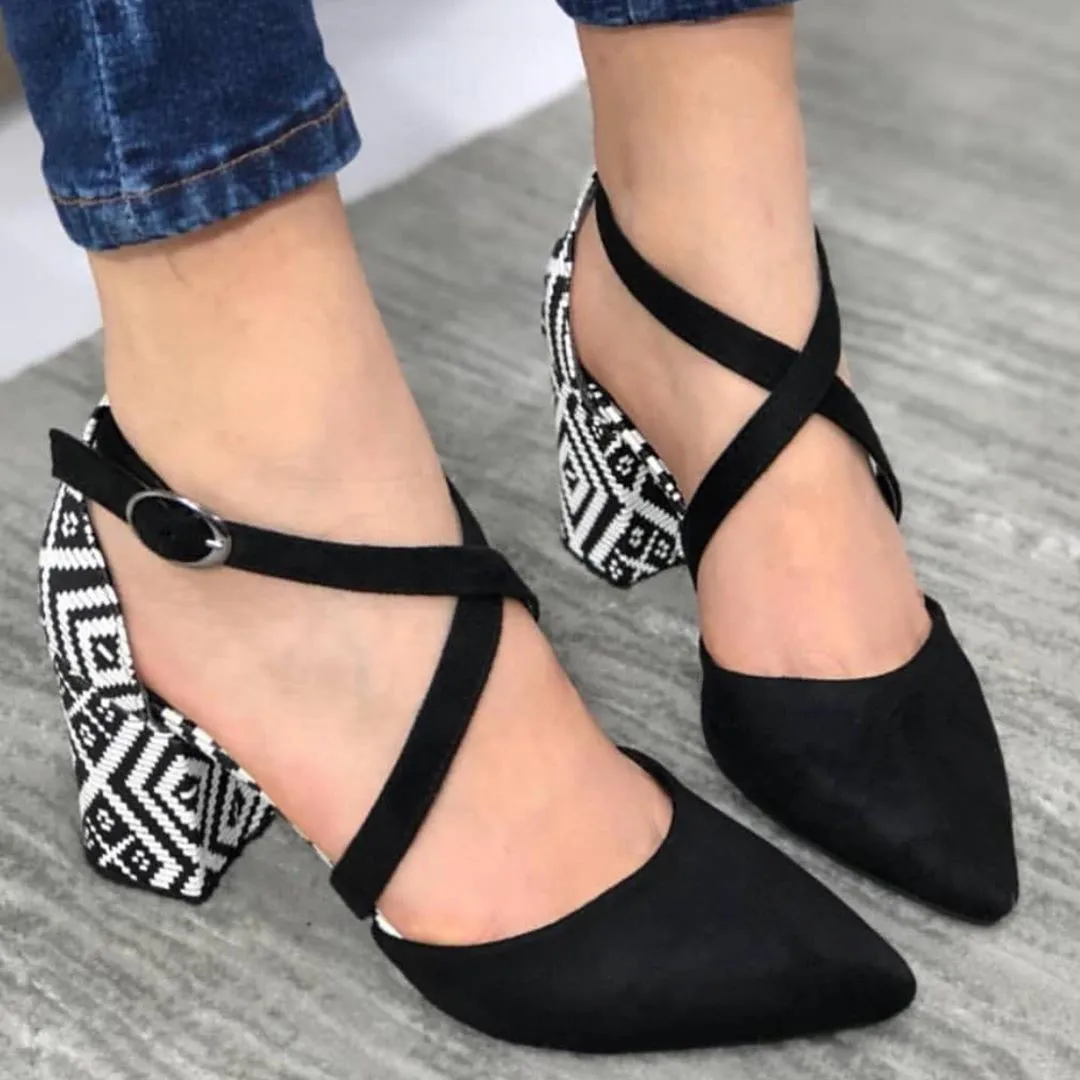 

Mst-041 Black Sheepskin Rug with thick high-heeled shoes pumps pointed toe office slip on spring shoes sexy