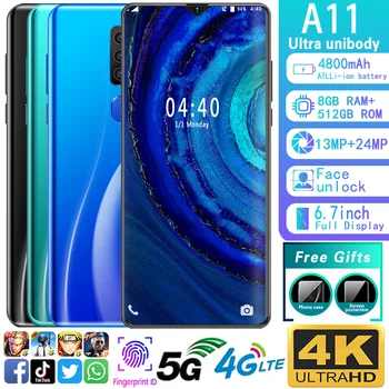 

A11 6.7"inch 3.5D Arc Edge Full Display 8+512GB Memory MTK6799 10-Cores 18MP+48MP Intelligent Awaken Face Unlock Mobile Phone