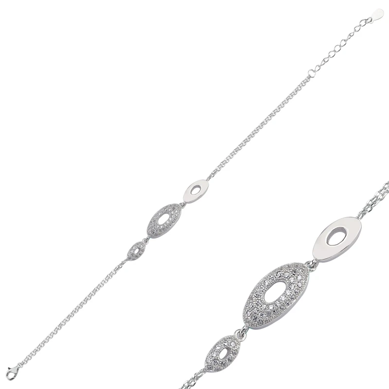 Серебряный 925 пробы браслет с цирконием